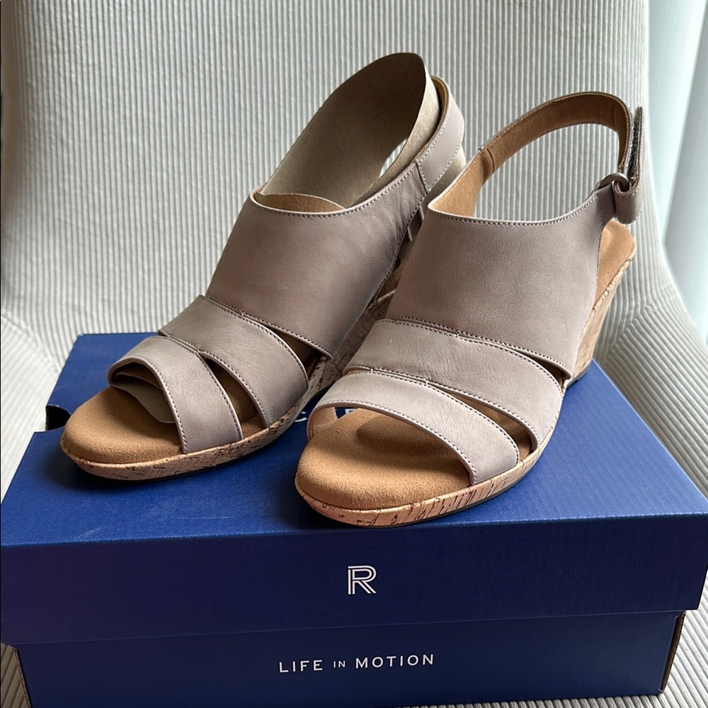 Rockport Briah Sling Women's Tan Wedge Sandals Simply Taupe Nubuck, Size: 8, 9.5 - Picture 7 of 8